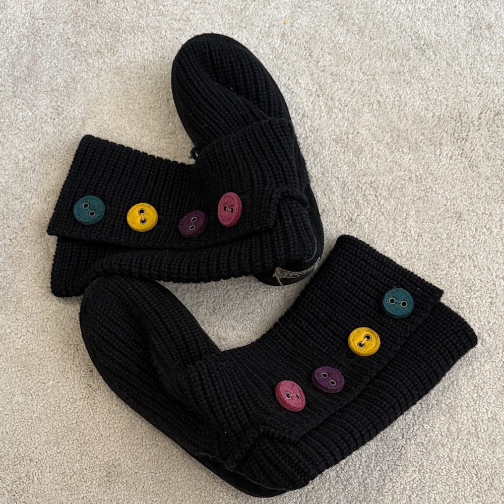 UGG Colorful Button Black Yarn Boots